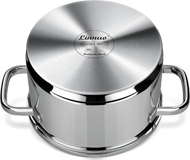 Маленька індукційна каструля Linnuo 16 см зі скляною кришкою, маленька каструля об&39ємом 1,5 л виготовлена з нержавіючої сталі 18/10, ручка не нагрівається, коване дно для всіх плит, міні-каструля, каструля для молока, індукційна каструля (20 см 3,5 л)