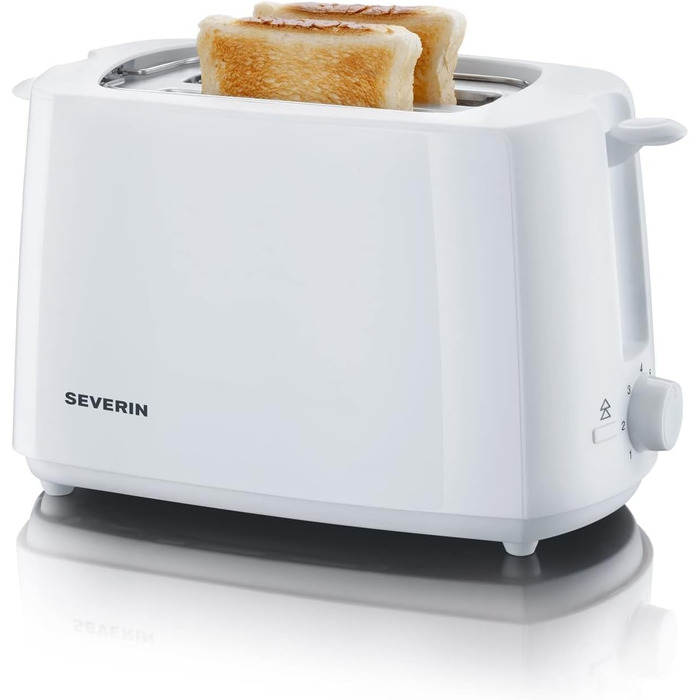 Автоматичний тостер SEVERIN, тостер з насадкою для булочок, високоякісний тостер з піддоном для крихт і потужністю 700 Вт, AT 2287 (білий)