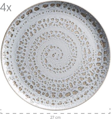 Набор посуды с ручной росписью MSER серии 931743 Spicy Market на 4 персоны в средиземноморском винтажном дизайне, комбинированный сервиз из 16 предметов из керамики, керамогранит (синий)