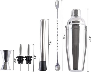 Набір шейкерів для коктейлів, 750 мл, 10 предметів BEOIUCZZY