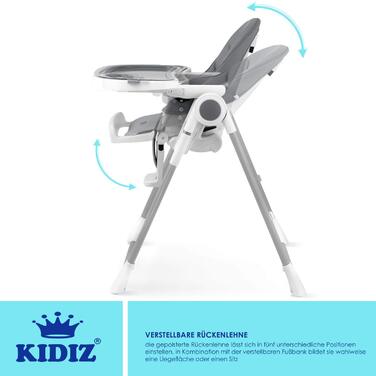 Дитячий стільчик для годування від 6 місяців темно-сірий Kidiz