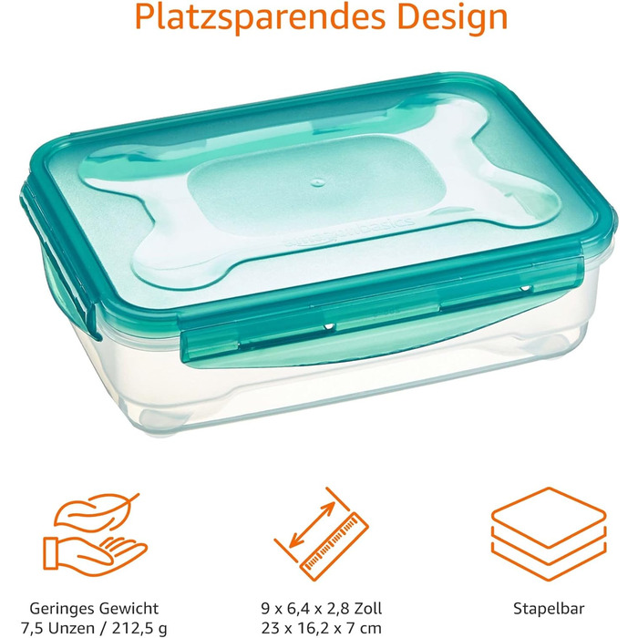 Набір прямокутних контейнерів, 3 предмети, зелені Amazon Basics