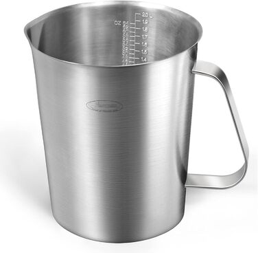 Мерный стакан Newness из нержавеющей стали, 1000 мл 3 измерительные весы, включая чашки, шкала ML, OZ Кувшин для молока с маркером с ручкой, мерный кувшин для молока (2000 мл (64 унции, 8 стаканов))