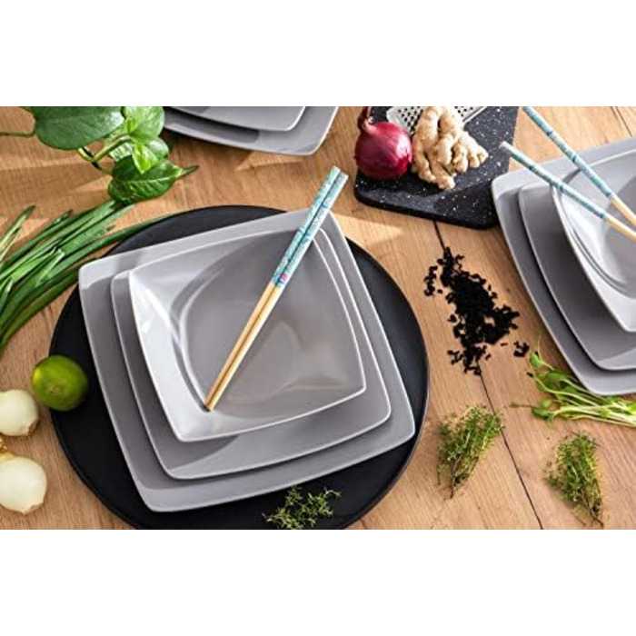 Набор посуды konsimo на 12 персон Набор тарелок EPIRI Modern 36 предметов Столовый сервиз - Сервиз и наборы посуды - Комбинированный сервиз 12 персон - Сервиз для семьи - Посуда тарелки (серая, на 12 персон)