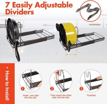 Подставка для посуды раздвижная 58,5 x 18 см, на 7 отделений, черная Masthome