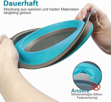 Складной дуршлаг, силиконовый, синий Walfos