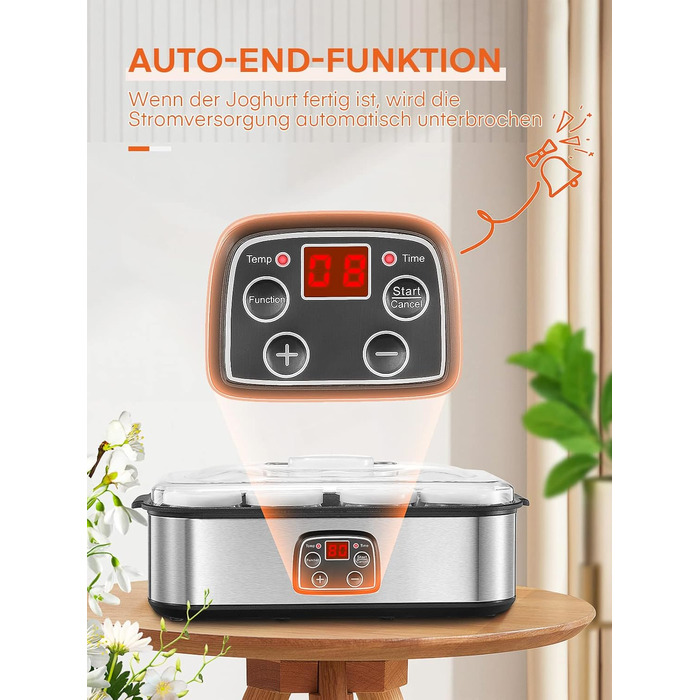 Йогуртниця з 8 баночками та кришками FOHERE