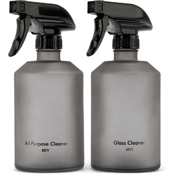Розпилювач скляний 500 мл чорний, набір 2 предмети, KIVY