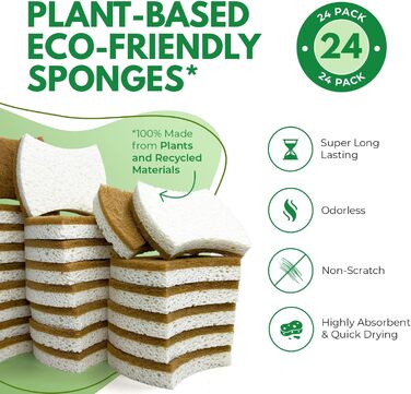 Набір з 24 біорозкладних губок для миття посуду AIRNEX