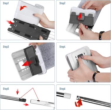 Швабра та відро з 5 миючимися мікрофібровими накладками 140 см Masthome