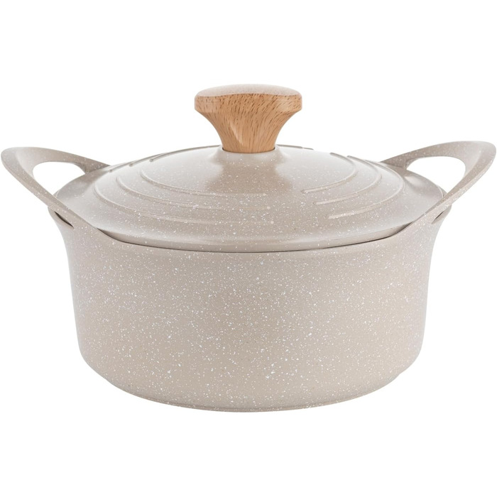 Алюмінієва каструля FLORINA 16 см 1,6 л Підходить для індукції Керамічне покриття, стійке до подряпин М&39яка ручка під дерево Термостійка Для всіх варильних поверхонь Легко миється (OSLO, 6,7 л - 28 см)