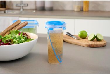 Набір контейнерів для зберігання продуктів EMSA Clip & Close, прямокутні, 5 x 0,8 л, коробки для зберігання, 100 герметичні, придатні для миття в посудомийній машині, морозильної камери та мікрохвильової печі, прозорі, сині, зроблені в Німеччині, N10307 (