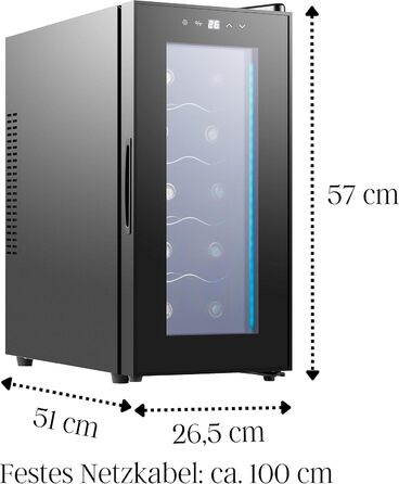 Винний холодильник зі світлодіодним освітленням до 10 пляшок Echos