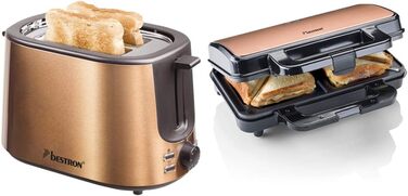 Тостер 1000 Вт та Бутербродниця 900 Вт, чорний/мідний Bestron