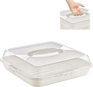 Коробка для транспортування торта з кришкою, капюшоном і ручкою. Коробка для зберігання, контейнер для торта, тарілка для торта, лоток для торта, коробка для торта, тарілка для торта, начинка для торта, дзвіночок для торта - (крем, квадрат)