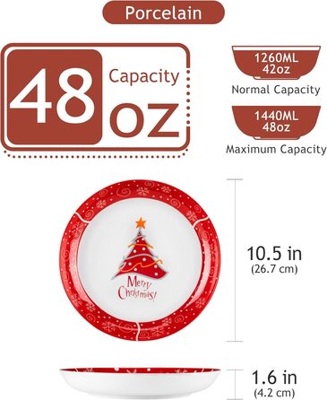 Серія 30-предметний порцеляновий різдвяний набір посуду на 6 осіб, різдвяний кавовий сервіз на 6 обідніх тарілок, 6 десертних тарілок, 6 супових тарілок, 6 кавових чашок та 6 блюдець (різдвяна ялинка, тарілка для пасти на 4 предмети)