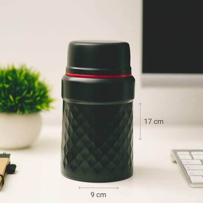 Мл термоконтейнер для їжі, ізольований харчовий контейнер з нержавіючої сталі, без бісфенолу А, герметичний з ложкою, ідеально підходить для супів, закусок і в дорозі (500 мл білий/чорний) (620 мл червоний/чорний), 2i 500