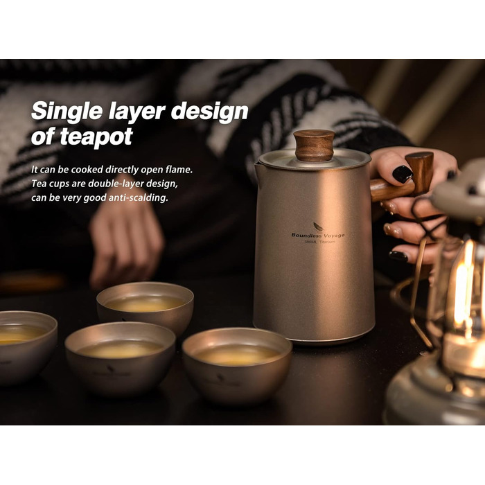 Чайный титановый сервиз 4 чашки iBasingo