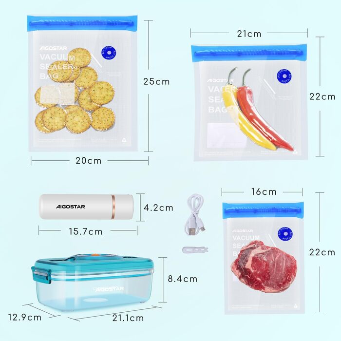 Вакуумні пакети 16 х 22/21 х 22/ 20 х 25 см Aigostar