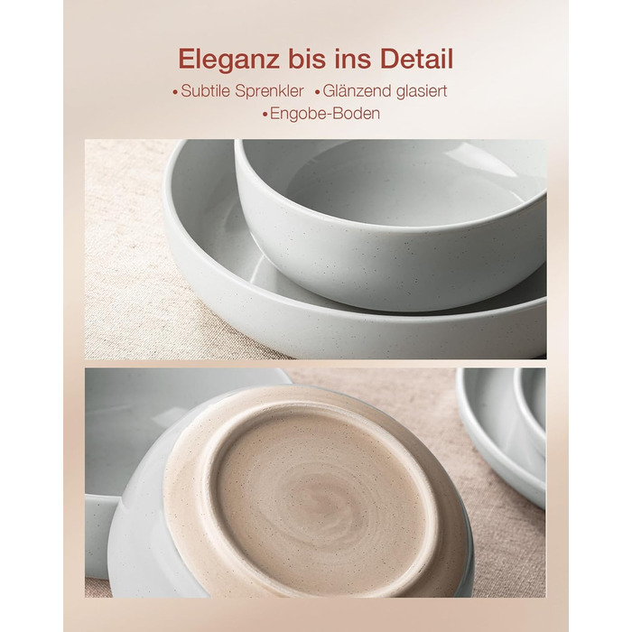 Набір посуду Richmount Nebula для 6 осіб, набір тарілок та мисок із 18 предметів, набір посуду з крапчастої кераміки, можна використовувати в мікрохвильовій печі та посудомийній машині, сервірування Nebula для 6 осіб (світло-сірий, сервірування Milkyway д