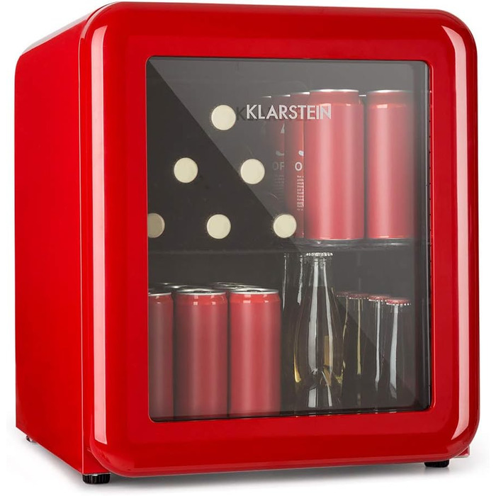 Міні-холодильник зі скляними дверцятами 48 л червоний Klarstein