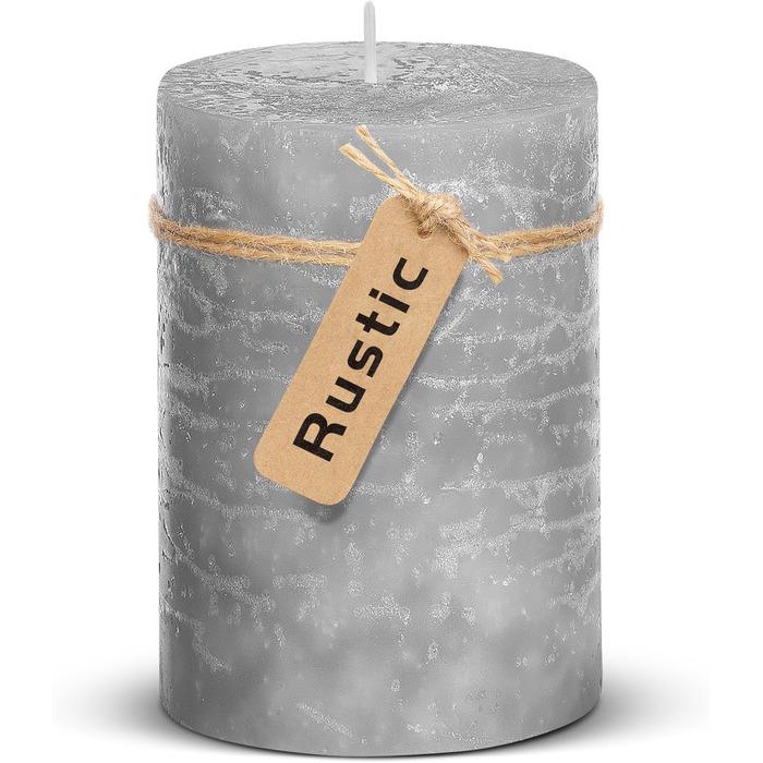 Набір із 4 свічок-стійок Brandsseller 7 x 10 см Однотонні та виготовлені з парафіну Сільські свічки з тривалим часом горіння Декоративні свічки для прикраси столу, Різдва та вечірок (7 x 14 см Набір із 4 шт. , сірий)