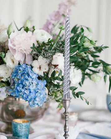 Набір з 4 конічних спіральних свічок 2 х 25,5 см, сріблястий Alederways