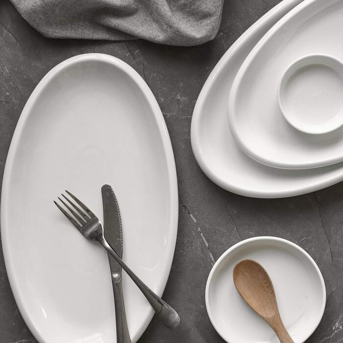 Тарілка овальна 35,6 см, набір 2 предмети, біла Dowan