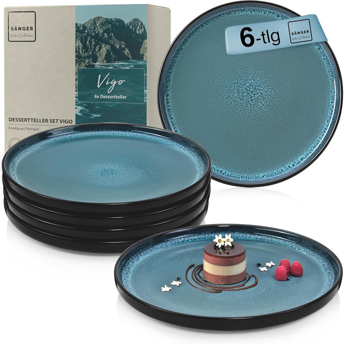 Кам&39яні миски для пасти 6 предметів, набір мисок для пасти на 6 осіб, набір мисок, придатний для миття в посудомийній машині та мікрохвильовій печі, велика багатофункціональна миска темно-сірого кольору 750 мл КОЛЕКЦІЯ VALUE (Vigo, десертні тарілки 6 пр