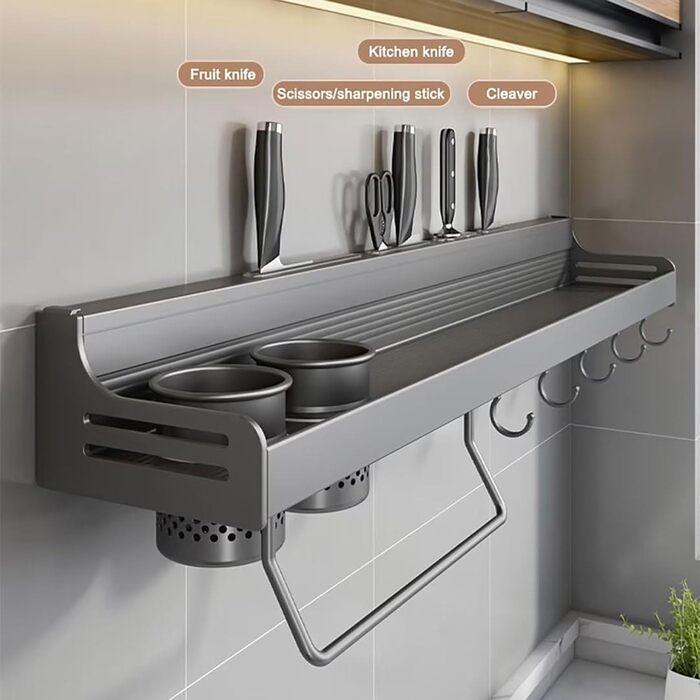 Настінний органайзер для кухонного приладдя 40 см сірий FYHTC