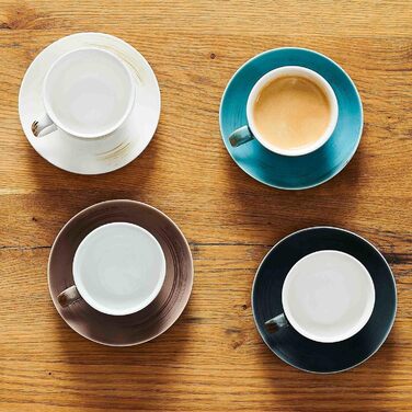 Серия MSER 931448 Derby, набор посуды премиум-класса с квадратными тарелками на 4 персоны гастрономического качества, современный комбинированный сервиз из 16 предметов в ярких пастельных тонах, прочный фарфор (набор кофейных чашек)