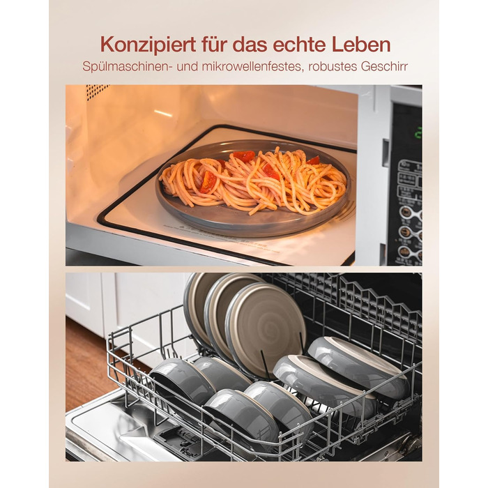 Набір посуду Richmount Nebula для 6 осіб, набір тарілок та мисок із 18 предметів, набір посуду з крапчастої кераміки, можна використовувати в мікрохвильовій печі та посудомийній машині, сервірування Nebula для 6 осіб (темно-сірий, сервірування Milkyway дл