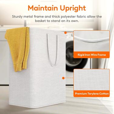 Кошик для білизни Lifewit з 2 предметів 80 л Мішок для білизни, Ящик для білизни Контейнер для білизни Збірник білизни Комод для білизни Кошики для білизни для квартири, гуртожитку, каравану Пральня, білий 2 x 80 л