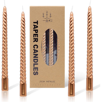 Набір з 4 конічних спіральних свічок 2 х 25,5 см, рожеве золото Alederways