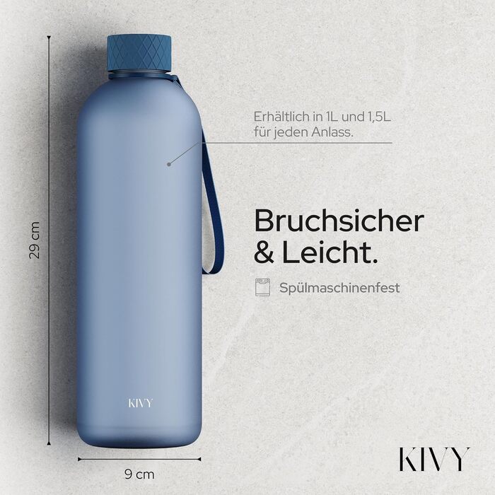 Пляшка для пиття KIVY об&39ємом 1,5 літра - підходить для газованих напоїв та герметична - для спорту, школи та офісу - спортивна пляшка для пиття для тренажерного залу - пляшка для газованої води об&39ємом 1,5 літра - можна мити в посудомийній машині (те