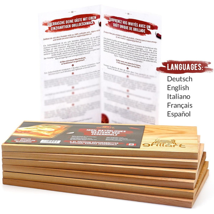 Набір із 6 дошок для гриля 30 х 14 см grillart