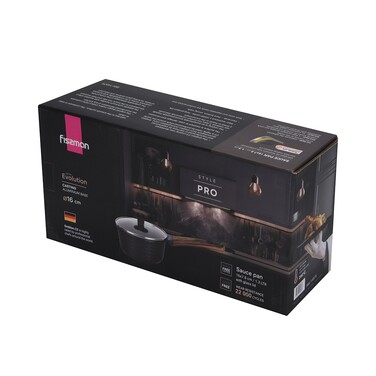 Ківш Fissman 16x7,8 см / 1,3 л EVOLUTION зі скляною кришкою алюміній з антипригарним покриттям (14575)