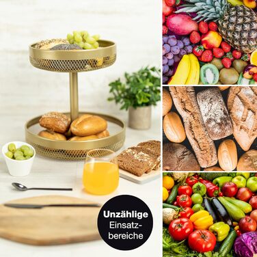 Подставка для фруктового торта Металл - Корзина с фруктами Подставка для торта - Подставка для торта с фруктовой чашей (золотая, круглая)