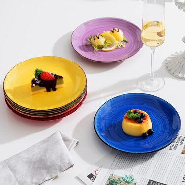 Кераміка для тарілок для торта vancasso, плоска тарілка BONITA з 6 предметів, набір десертних тарілок для тарілок для макаронів Ø 18,8 см (7,5 дюйма, барвиста серія02)