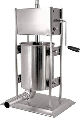 Професійна машина для наповнення ковбас Zelsius з нержавіючої сталі (3 літри, срібло) чотири різні труби для наповнення, наповнювач для ковбас, прес для ковбас, ковбасна машина з 2-швидкісним редуктором, вентиляційним клапаном і рукояткою