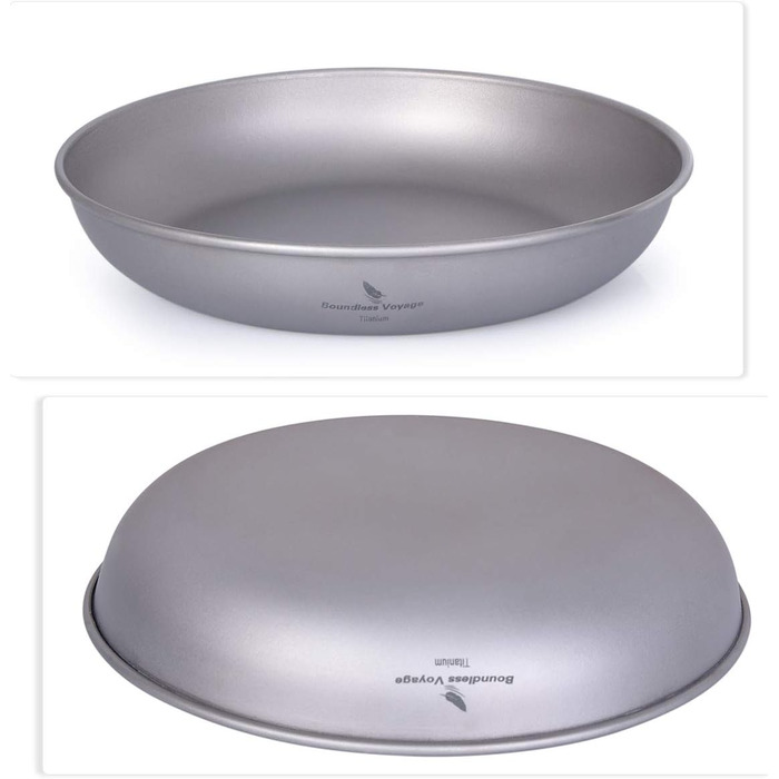 Безграничный Voyage Сверхлегкий кемпинг Титановая сковорода Посуда Тарелка с сумкой для переноски Наружная титановая посуда и измерительный набор (Ti13137b)