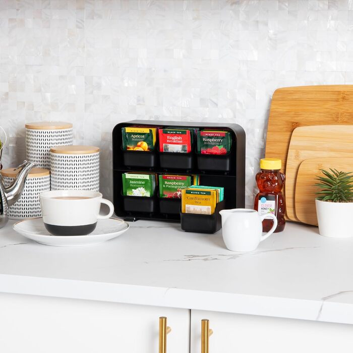 Органайзер для чайних пакетиків із 6 ящиками, чорний Mind Reader