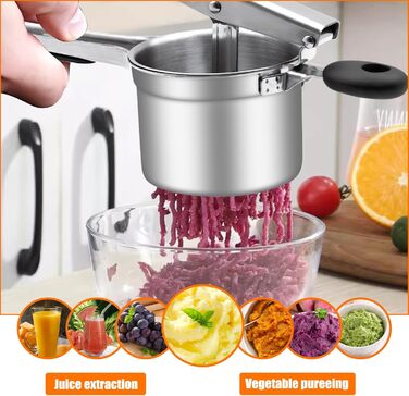 Прес для картоплі з 3 змінними ріжучими пластинами, сріблястий BSDLZCH