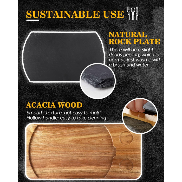 Набір дошок для стейків 2 шт 34 х 16,5 см ONUEMP