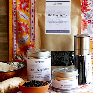 Гірський перець органічний чорний 40 г в банці Gewuerze der Welt