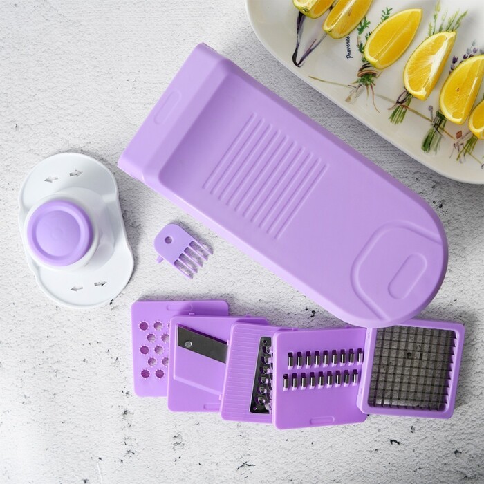 Овочерізка з теркою та контейнером Fissman 27x12x8 см - набір з 11 предметів нержавіюча сталь (18643)