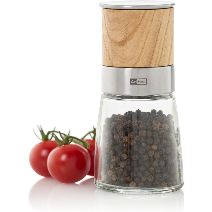 Мельница для перца или соли Akasia, Керамическая мельница, Древесина акации/Нержавеющая сталь/Стекло (Светлый ясень), 99
