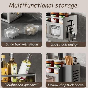 Настінний органайзер для кухонного приладдя 40 см сірий Dxcaicc