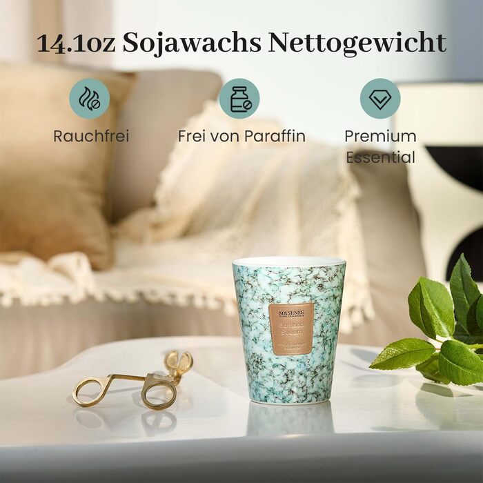 Велика ароматична свічка M&SENSE Чорні ароматичні свічки у склянці Ароматична свічка з натурального соєвого воску Розслаблююча ароматерапія Подарунок для жінок та чоловіків, Різдво Час горіння 75 годин та 2 ґноти (бамбуковий гніт, 400 г)