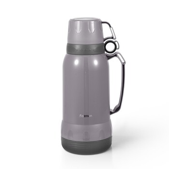 Термос Fissman 1800 мл, колір СІРИЙ пластиковий корпус зі скляною колбою (19838)